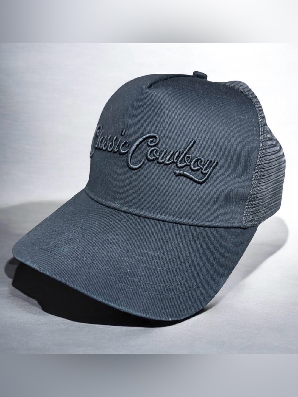 Midnight Maverick Cap by Classic Cowboy SnapBack Black Trucker Hat